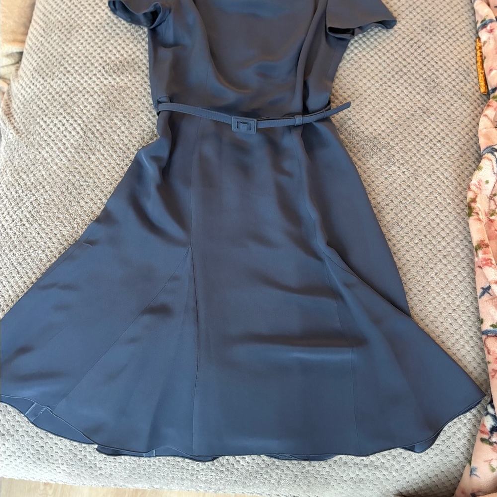 Carolina Herrera Classic Blue Belted Midi Dress - Picture 7 of 15